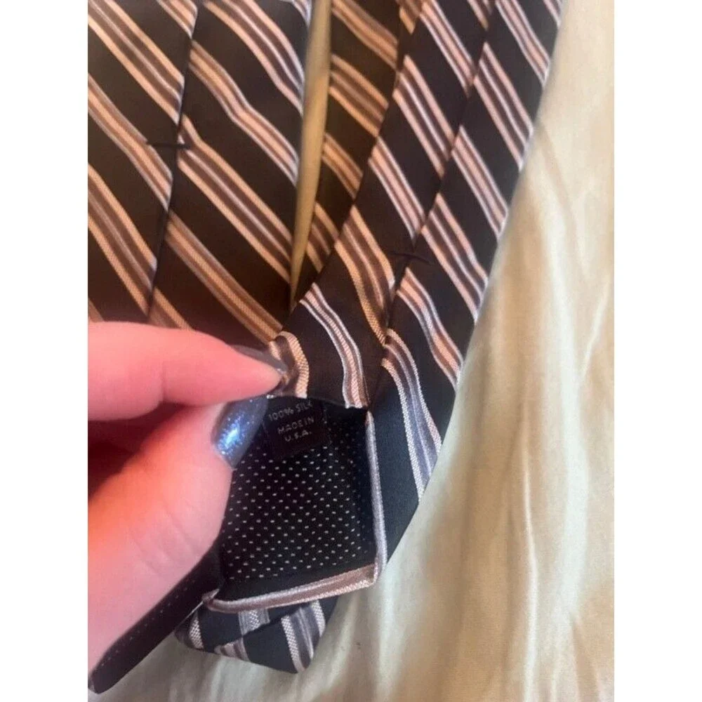 Michael Kors Silk Tie Black, White, and Grey Stripe 3.25 X 58